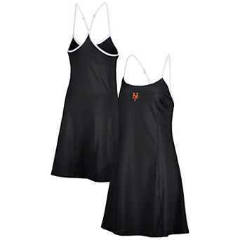Women's Lusso Black New York Mets Nakita StrappyÂ Scoop Neck Dress