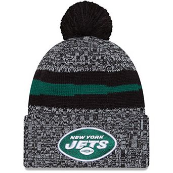 Men's New Era Black New York Jets 2023 Sideline Cuffed Knit Hat With Pom