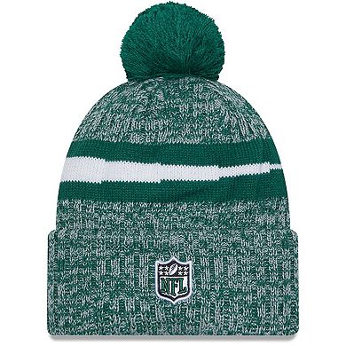 Men's New Era  Green New York Jets 2023 Sideline Cuffed Knit Hat With Pom