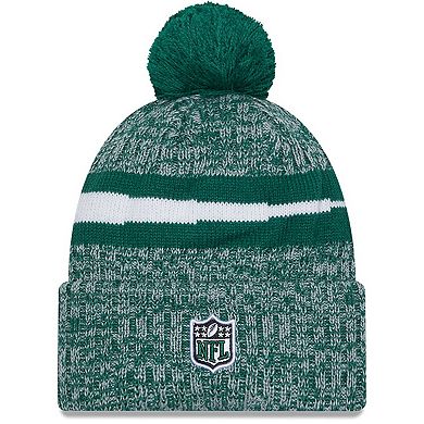 Men's New Era Green New York Jets 2023 Sideline Cuffed Knit Hat With Pom