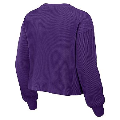 Women's WEAR by Erin Andrews Purple Minnesota Vikings Waffle Knit Long Sleeve T-Shirt & Shorts Lounge Set