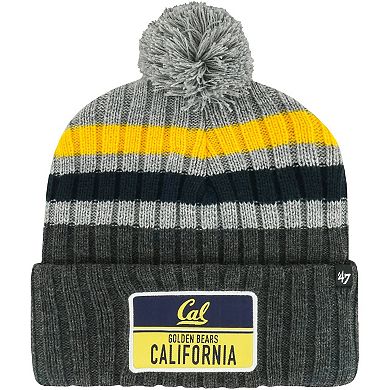 Men's '47 Charcoal Cal Bears StackÂ Striped Cuffed Knit Hat with Pom