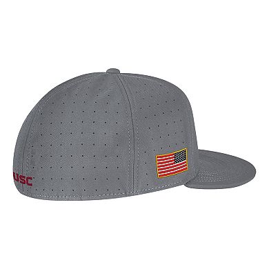 Men's Nike Gray USC Trojans USA Side Patch True AeroBill Performance Fitted Hat