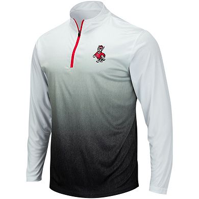 Men's Colosseum White/Black NC State Wolfpack Magic Ombre Long Sleeve Quarter-Zip Top