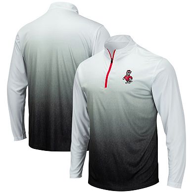 Men's Colosseum White/Black NC State Wolfpack Magic Ombre Long Sleeve Quarter-Zip Top