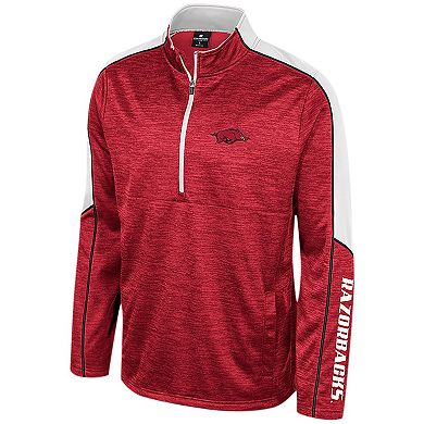 Men's Colosseum Cardinal Arkansas Razorbacks Marled Half-Zip Jacket