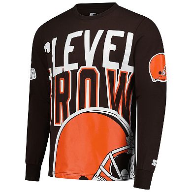Men's Starter Brown Cleveland Browns Clutch Hit Long Sleeve T-Shirt