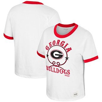 Women's Colosseum x Wrangler White Georgia Bulldogs Freehand Ringer T-Shirt