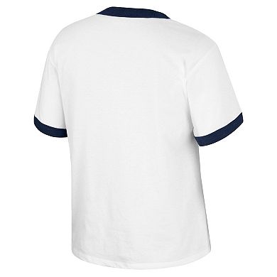 Women's Colosseum x Wrangler White Michigan Wolverines Freehand Ringer T-Shirt