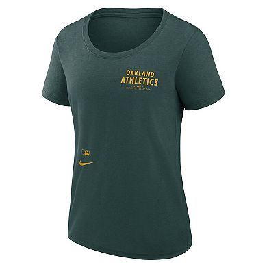 Women's Nike Green Oakland Athletics Authentic Collection Performance Scoop Neck T-Shirt