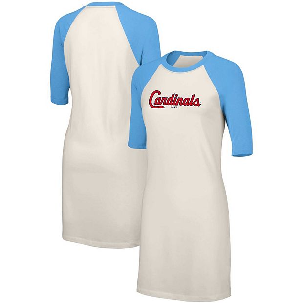 Women's Lusso White St. Louis Cardinals Nettie Raglan Half-Sleeve Tri-Blend  T-Shirt Dress