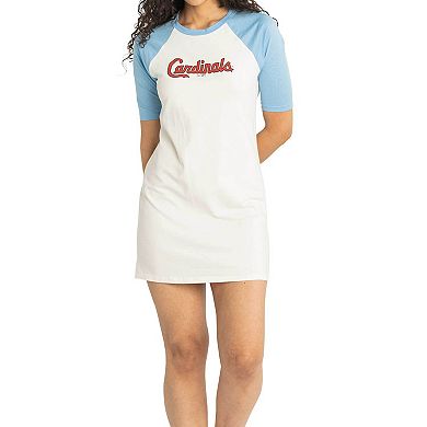 Women's Lusso  White St. Louis Cardinals Nettie Raglan Half-Sleeve Tri-Blend T-Shirt Dress