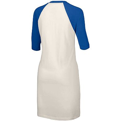 Women's Lusso White Los Angeles Dodgers Nettie Raglan Half-Sleeve Tri-Blend T-Shirt Dress