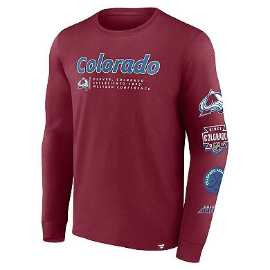 Men's Fanatics Branded Burgundy Colorado Avalanche Strike the Goal Long Sleeve T-Shirt
