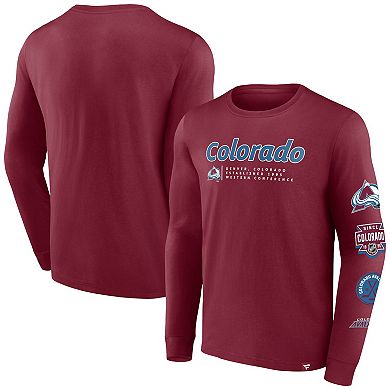 Men's Fanatics Branded Burgundy Colorado Avalanche Strike the Goal Long Sleeve T-Shirt