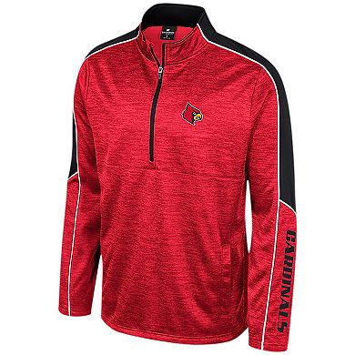 Men's Colosseum Red Louisville Cardinals Marled Half-Zip Jacket