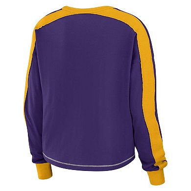 Women's WEAR by Erin Andrews Purple Minnesota Vikings Plus Size Colorblock Long Sleeve T-Shirt
