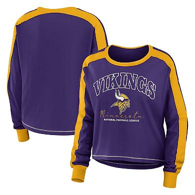Women's WEAR by Erin Andrews Purple Minnesota Vikings Plus Size Colorblock Long Sleeve T-Shirt