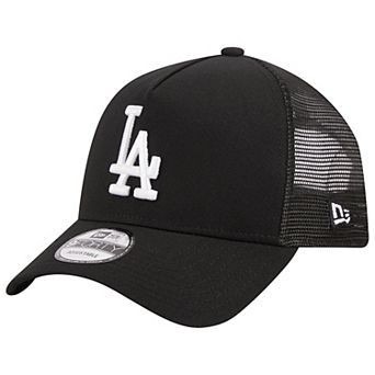 Men's New Era Black Los Angeles Dodgers A-Frame 9FORTY Trucker Adjustable Hat
