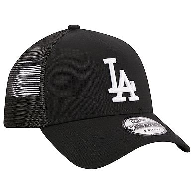 Men's New Era Black Los Angeles Dodgers A-Frame 9FORTY Trucker Adjustable Hat