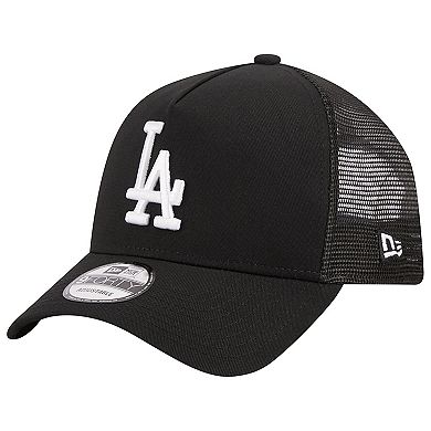 Men's New Era Black Los Angeles Dodgers A-Frame 9FORTY Trucker Adjustable Hat