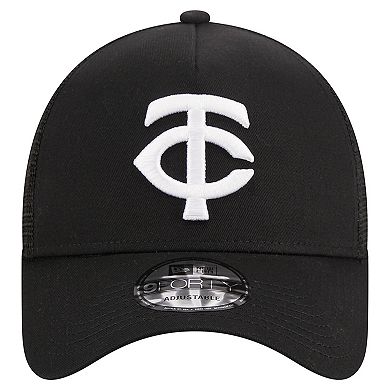 Men's New Era Black Minnesota Twins A-Frame 9FORTY Trucker Adjustable Hat