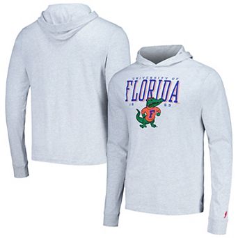 Men's League Collegiate Wear Ash Florida Gators Team Stack Tumble Long Sleeve Hooded T-Shirt