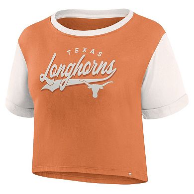 Women's Fanatics Branded Texas Orange Texas Longhorns Color-Block Script Tail T-Shirt