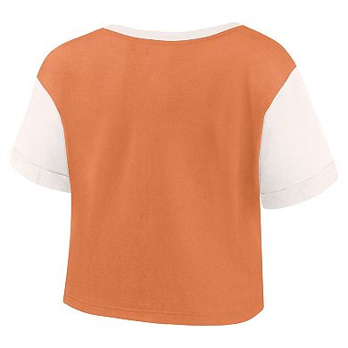 Women's Fanatics Branded Texas Orange Texas Longhorns Color-Block Script Tail T-Shirt