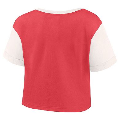 Women's Fanatics Branded Crimson Oklahoma Sooners Color-Block Script Tail T-Shirt