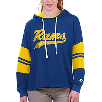 Women's Starter Royal Los Angeles Rams Bump And Run Long Sleeve Hoodie T-Shirt