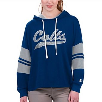 Women's Starter Royal Indianapolis Colts Bump And Run Long Sleeve Hoodie T-Shirt