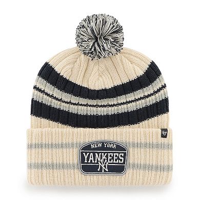 Men's '47 Natural New York Yankees Home Patch Cuffed Knit Hat with Pom