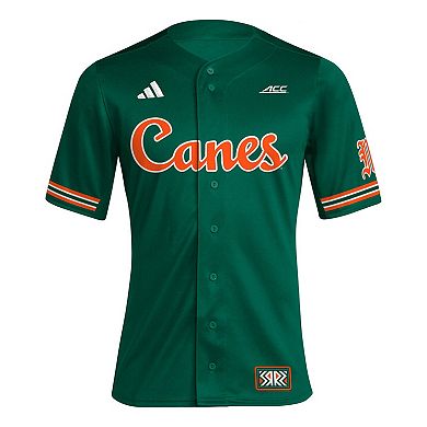 Men's adidas Green Miami Hurricanes Reverse Retro Replica Baseball Jersey