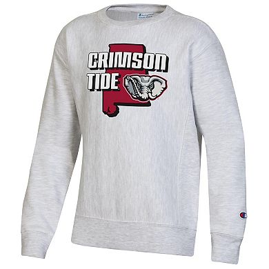 Youth Champion Heather Gray Alabama Crimson Tide Reverse Weave Pullover Sweatshirt