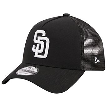 Men's New Era Black San Diego Padres A-Frame 9FORTY Trucker Adjustable Hat