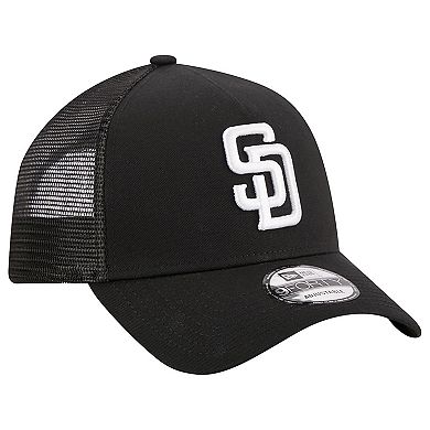 Men's New Era Black San Diego Padres A-Frame 9FORTY Trucker Adjustable Hat