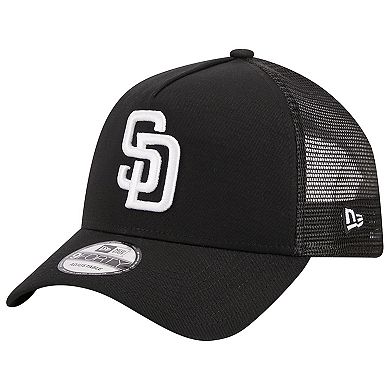 Men's New Era Black San Diego Padres A-Frame 9FORTY Trucker Adjustable Hat