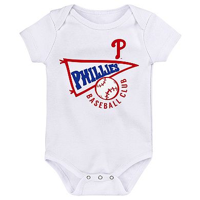Infant Royal/White/Heather Gray Philadelphia Phillies Biggest Little Fan 3-Pack Bodysuit Set