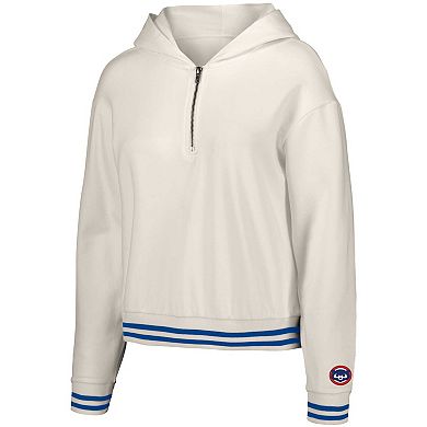 Women's Lusso White Chicago Cubs Magnolia Tri-Blend Quarter-Zip Hoodie