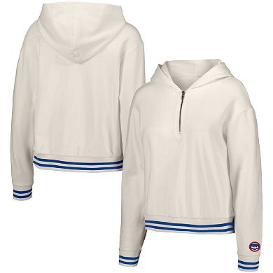 Women's Lusso White Chicago Cubs Magnolia Tri-Blend Quarter-Zip Hoodie