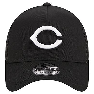 Men's New Era Black Cincinnati Reds A-Frame 9FORTY Trucker Adjustable Hat