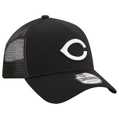 Men's New Era Black Cincinnati Reds A-Frame 9FORTY Trucker Adjustable Hat