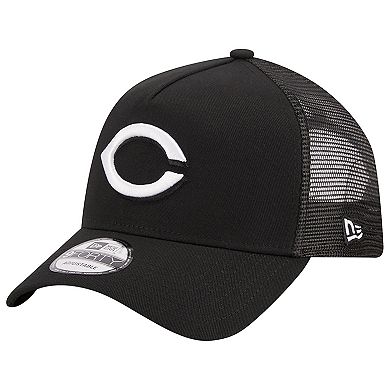 Men's New Era Black Cincinnati Reds A-Frame 9FORTY Trucker Adjustable Hat