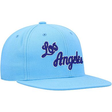 Men's Mitchell & Ness Powder Blue Los Angeles Lakers Hardwood Classics MVP Team Ground 2.0 Fitted Hat