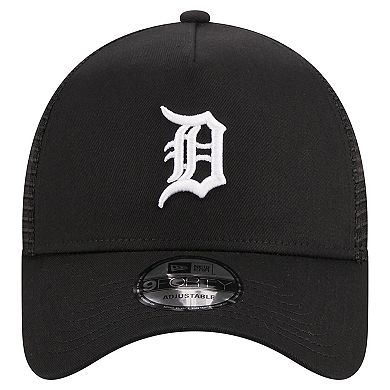 Men's New Era Black Detroit Tigers A-Frame 9FORTY Trucker Adjustable Hat