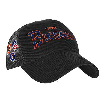 Youth Mitchell & Ness Black Denver Broncos Times Up Precurved Trucker Adjustable Hat