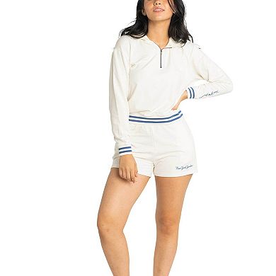 Women's Lusso White New York Yankees Magnolia Tri-Blend Quarter-Zip Hoodie