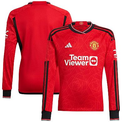 Men's adidas  Red Manchester United 2023/24 Home Replica Long Sleeve Jersey
