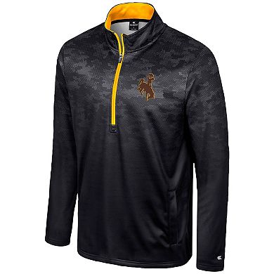 Men's Colosseum Black Wyoming Cowboys The Machine Half-Zip Jacket